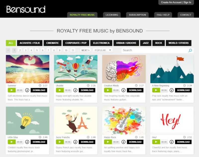 Bensound screenshot