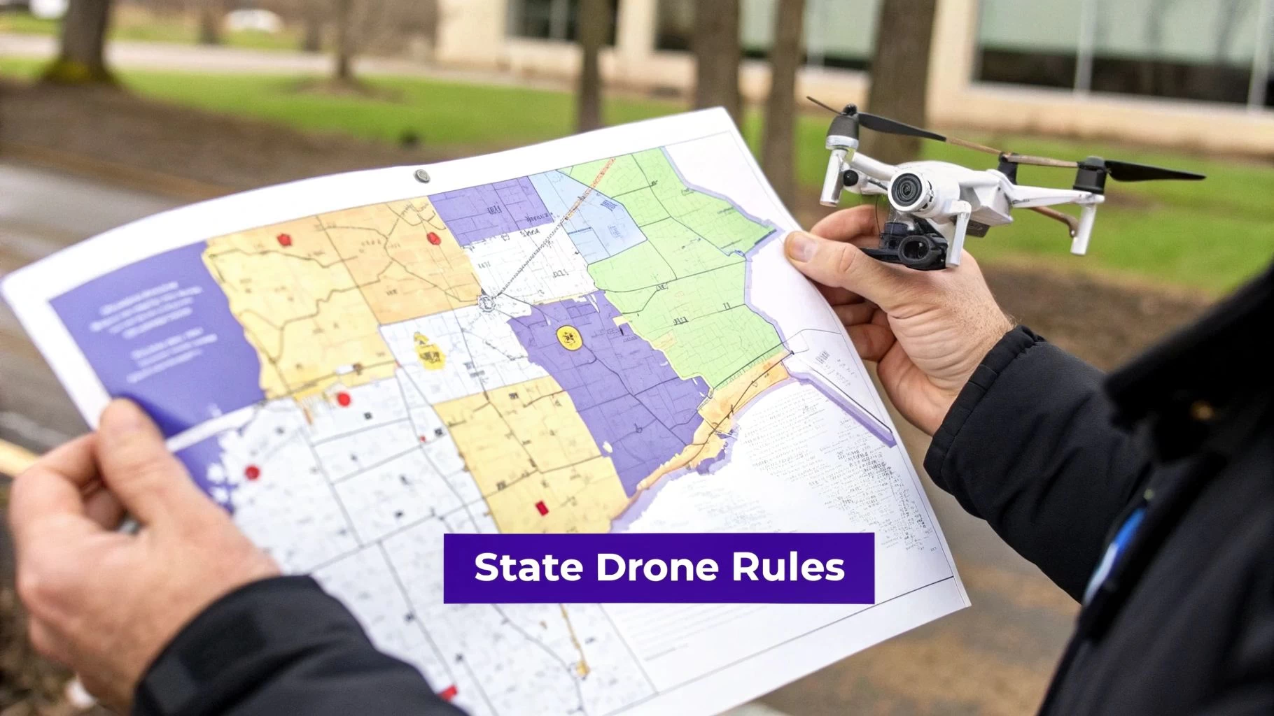 Map showing different state drone laws